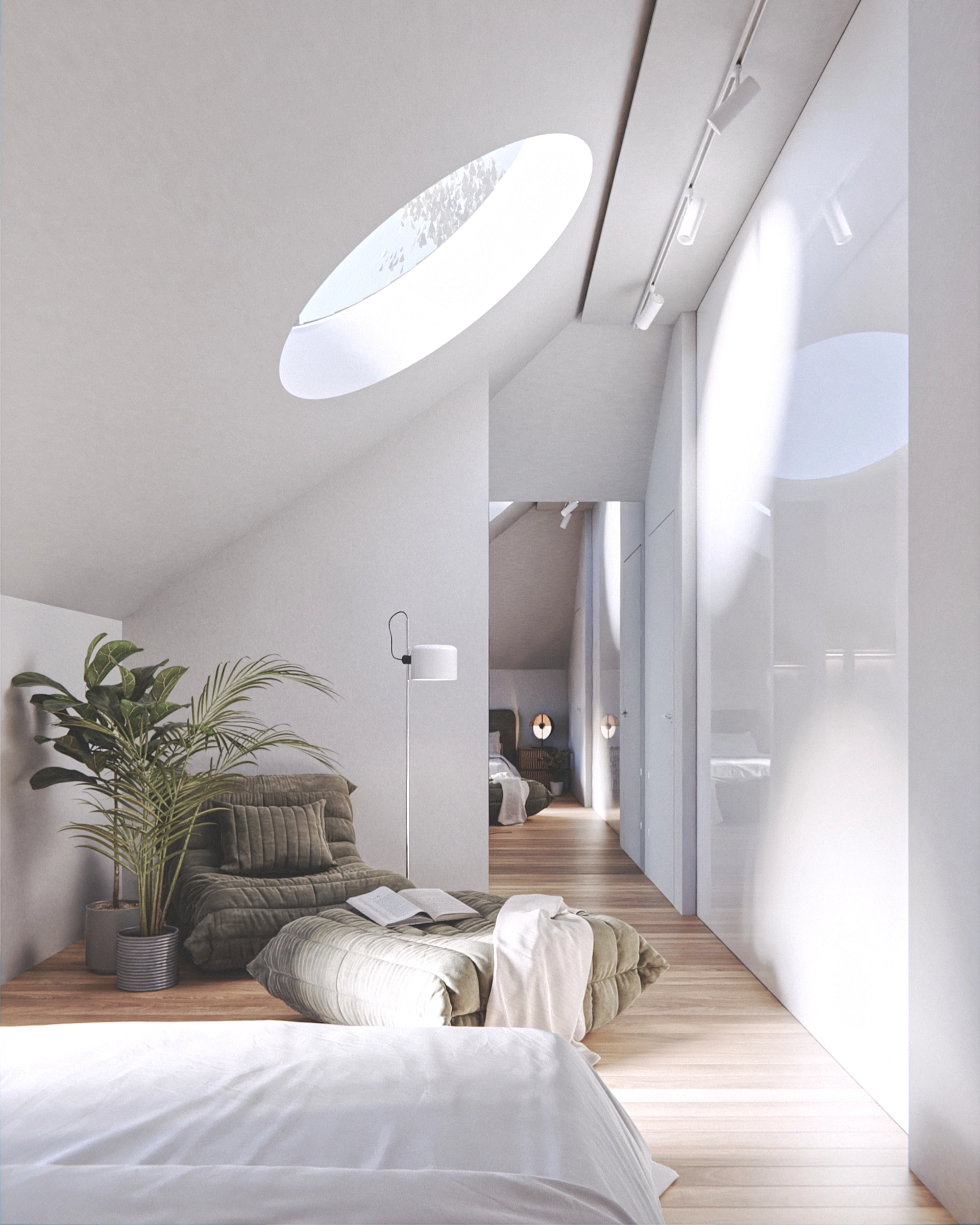 Dom jednorodzinny Beta00 - sypialnia na poddaszu | pracownia architektoniczna